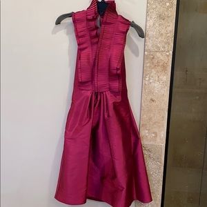 Magenta backless halter dress